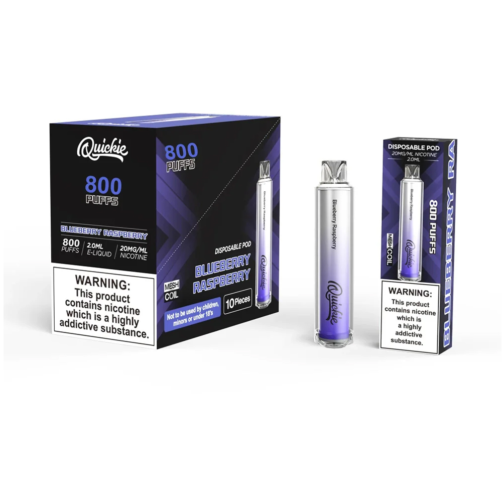 Quickie QD87 Vape μιας χρήσης 2ml 20mg 800PUFF Βlueberry Raspberry