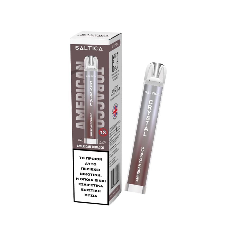 Saltica Crystal vape μιας χρήσης American Tobacco 700 puffs 2ml 2%nic