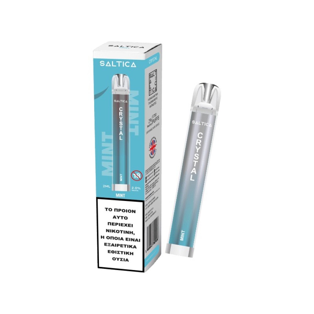 Saltica Crystal vape μιας χρήσης Mint 700 puffs 2ml 2%nic