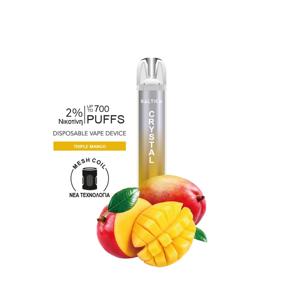 Saltica Crystal vape μιας χρήσης Triple Mango 700 puffs 2ml 2%nic