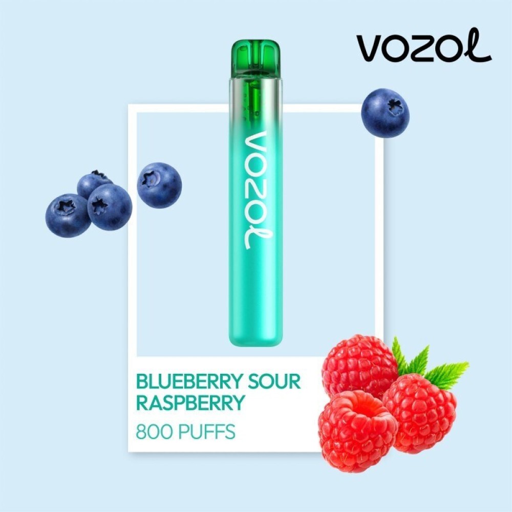 VOZOL NEON 800 VAPE ΜΙΑΣ ΧΡΗΣΗΣ 2ML 2%NIC 800PUFF BLUEBERRY SOUR RASPBERRY