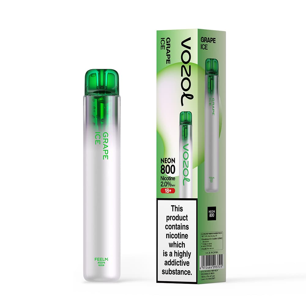 Vozol Neon 800 Vape μιας χρήσης 2ml 2%mg 800puffs Grape Ice