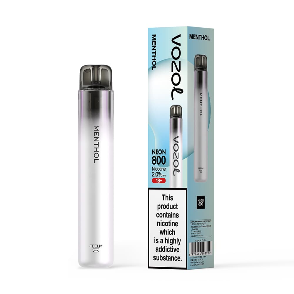 VOZOL NEON 800 VAPE ΜΙΑΣ ΧΡΗΣΗΣ 2ML 2%NIC 800PUFF MENTHOL