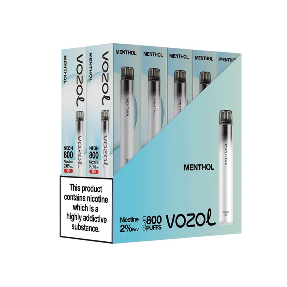 VOZOL NEON 800 VAPE ΜΙΑΣ ΧΡΗΣΗΣ 2ML 2%NIC 800PUFF MENTHOL