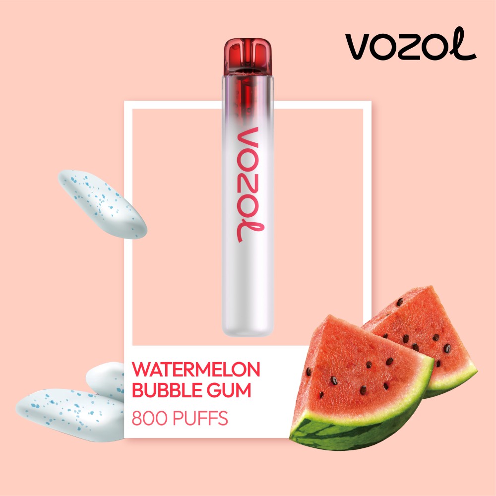 Vozol Neon 800 Vape μιας χρήσης 2ml 2%mg 800puffs  Watermelon Bubblegum