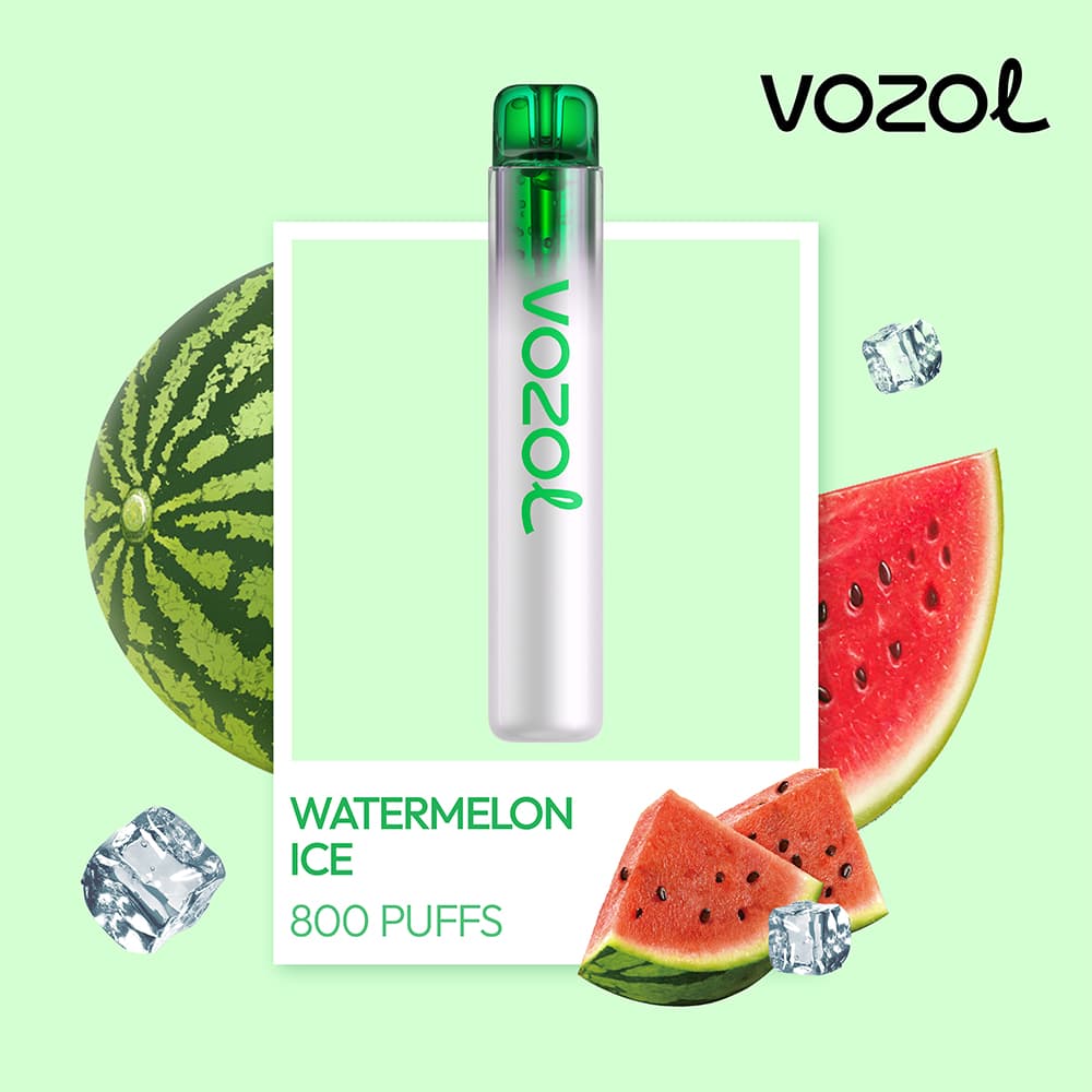 VOZOL NEON 800 VAPE ΜΙΑΣ ΧΡΗΣΗΣ 2ML 2%NIC 800PUFF WATERMELON ICE